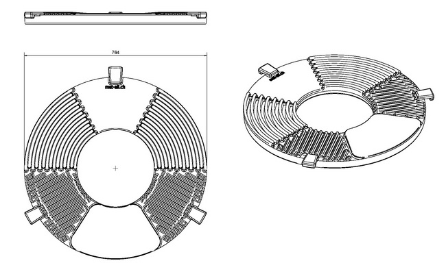 Masse als Zeichnung der Feuerküche