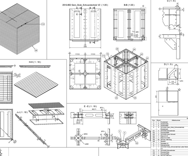 Bronze Kubus Gemeinschaftsgrab Friedhof Schwandenholz Unterkonstruktion