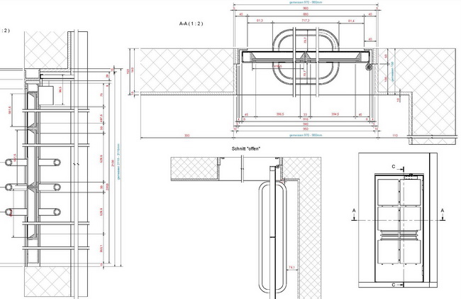 Zeichnung der WC Türen