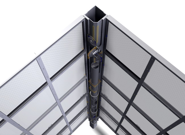 Detail der Mechanik mit den Gewgegewichten